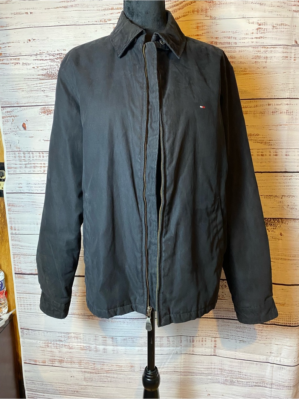 Tommy Hilfiger Black Lightweight Zip Jacket with Small Logo Sz-S